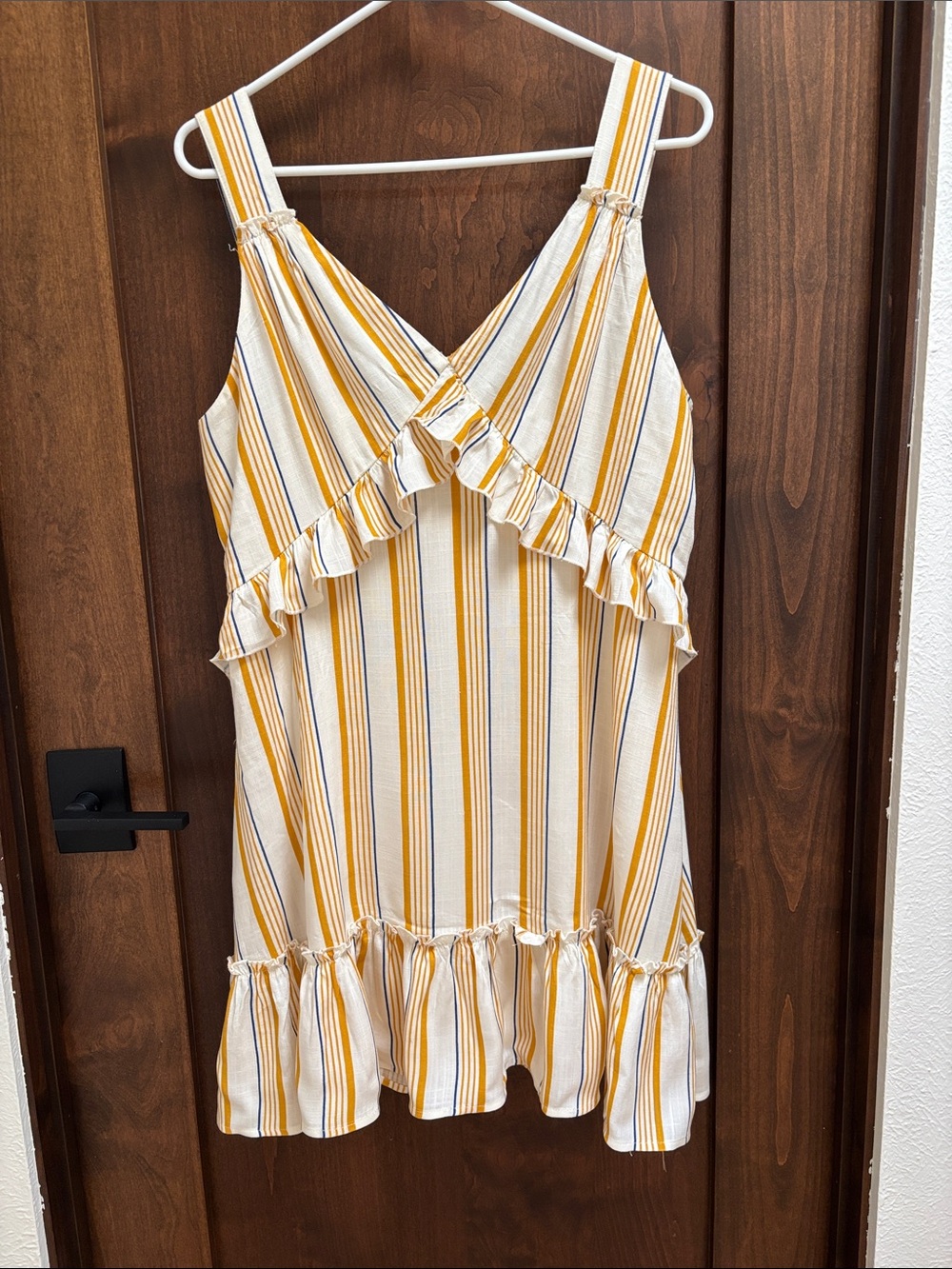Altar'd State Cream and Yellow and Blue Striped Sundress. Large